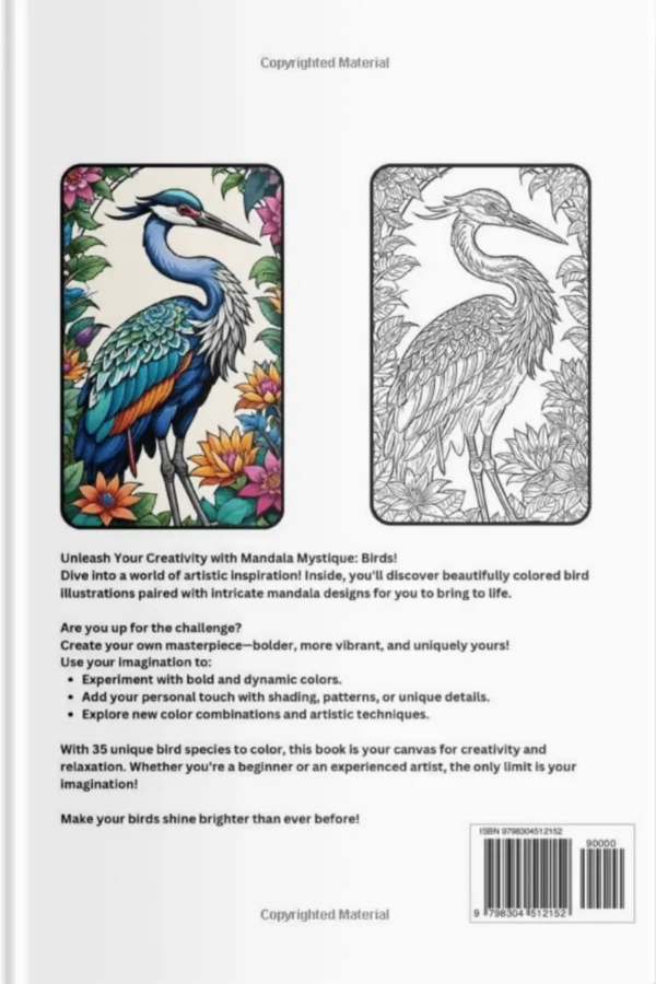 Bird Mandala Coloring Book for Adults – Stress Relief & Fun back cover