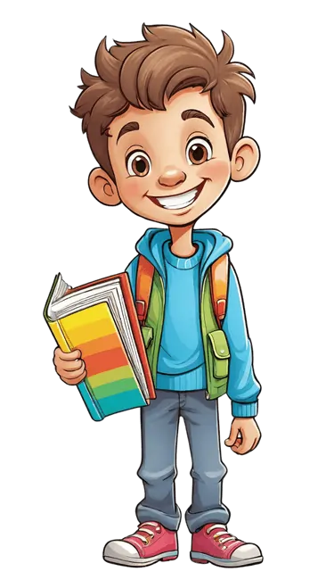 Boy holding a coloring book, ready to color