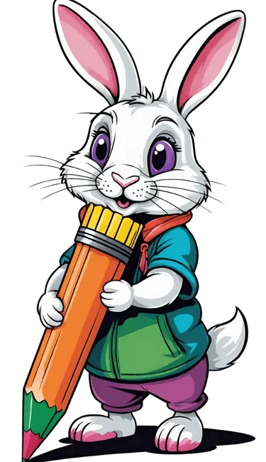 Cute bunny cartoon coloring page for kids and adults