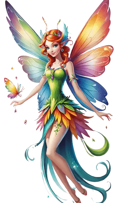 Fairy cartoon coloring page for kids and adults