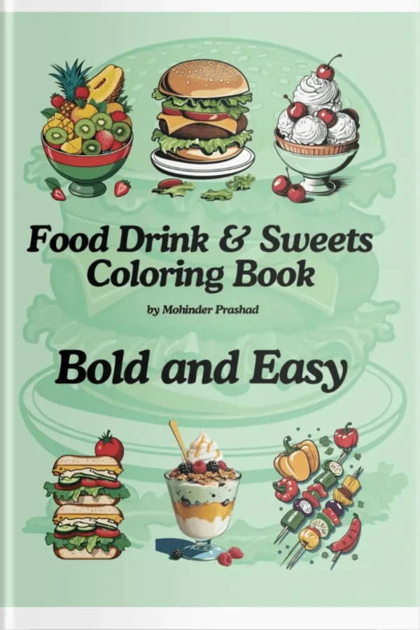 Food, Drink & Sweets Coloring Book for Adults: Bold and Easy Designs for Relaxation & Fun front cover