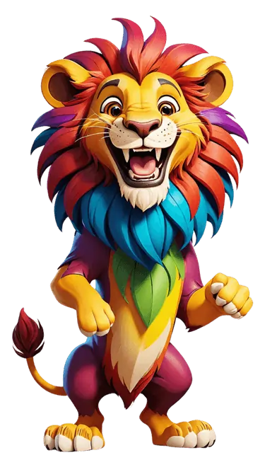 Mandala style lion cartoon coloring page from ColorBook.in