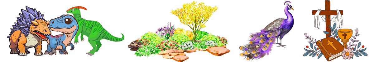 Collage of printable coloring themes including dinosaur, flowers, churches