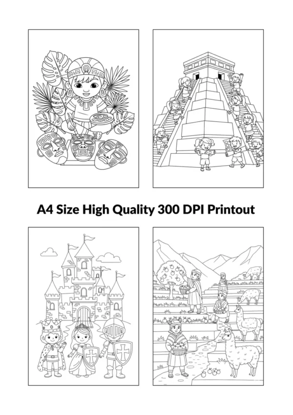 History Coloring Pages – Free Printable Ancient Civilizations & Cultures back cover