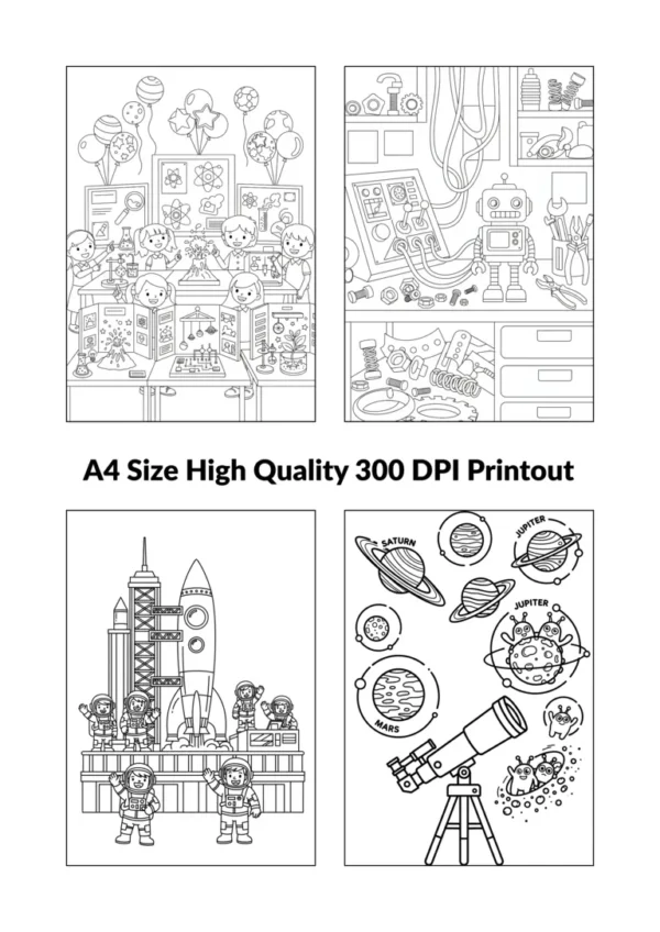 Free Science & Technology Coloring Pages – Printable PDF STEAM Activity Sheets - Image 2