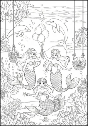 free PDF printable mermaids coloring pages