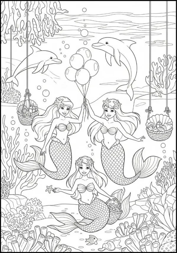 free PDF printable mermaids coloring pages